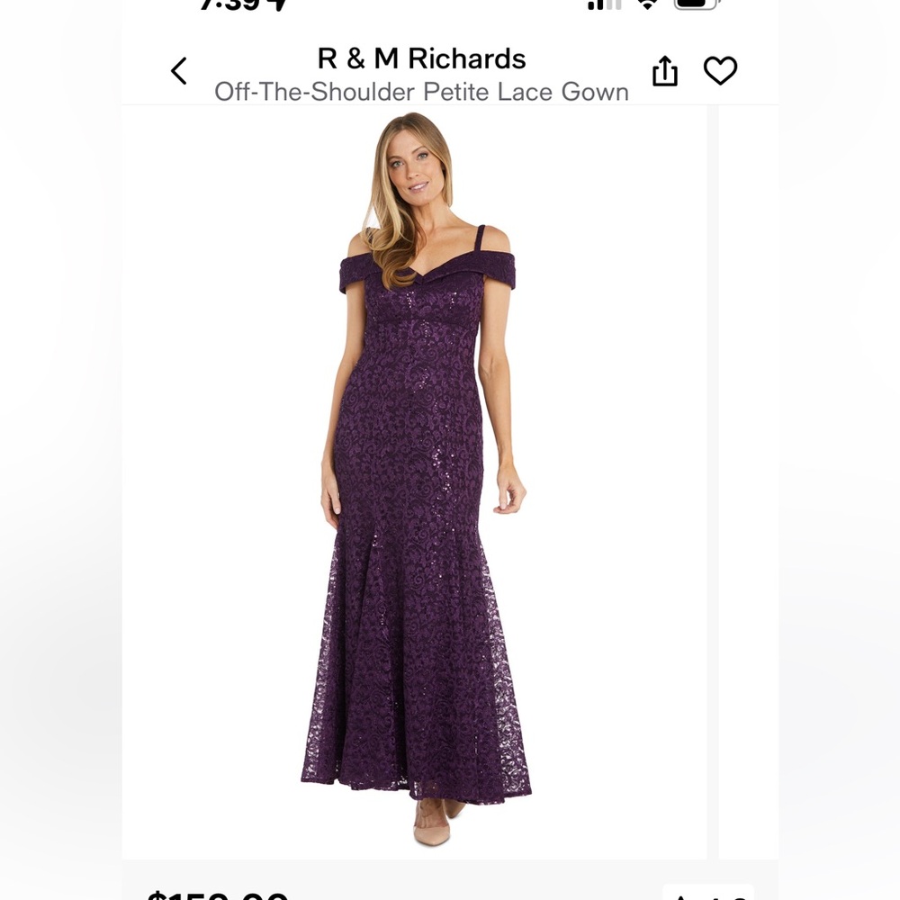 R & M Richards plum gown size 14 formal sparkle lace